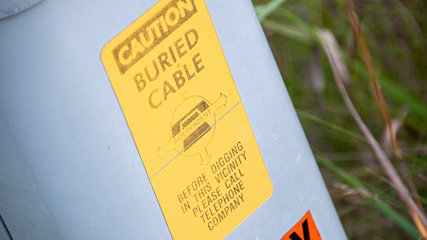 A utility box with underground utility lines