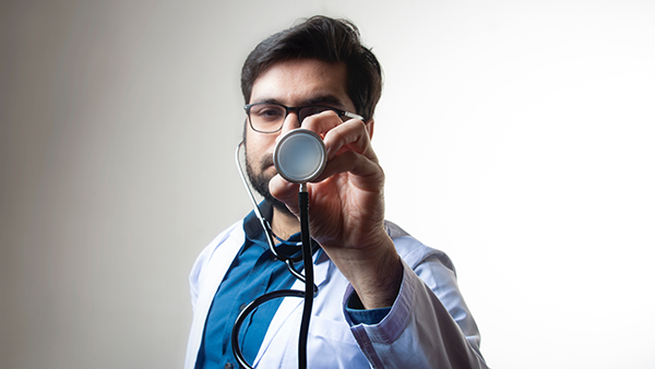 A doctor with a stethoscope.